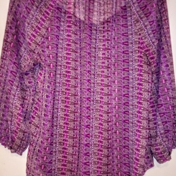 3/$24! AEO Purple Boho Sheer Chiffon Peasant Top - Picture 4 of 4